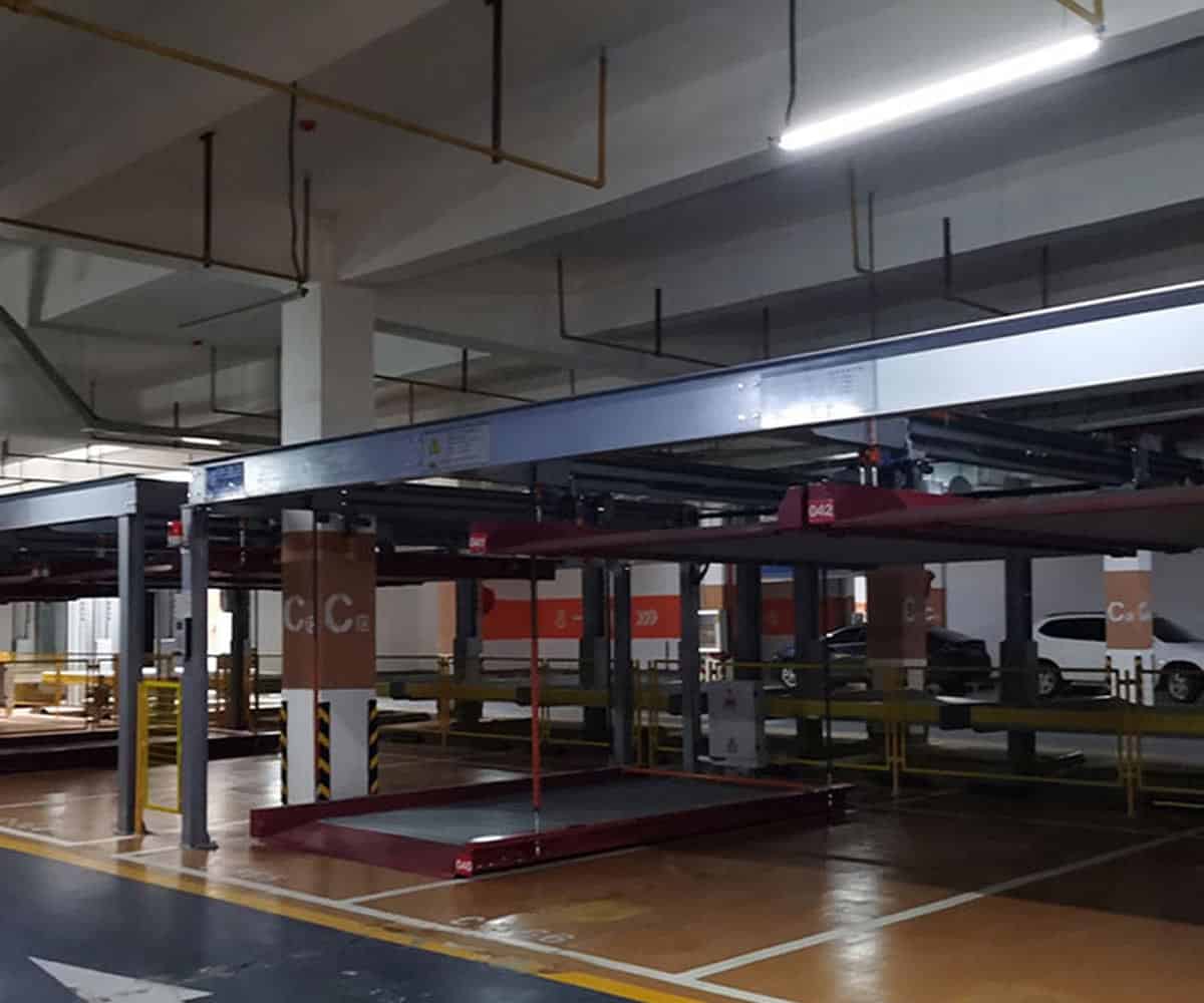 酒泉市雙層升降橫移立體車庫停車設(shè)備過驗收